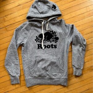 Men’s Roots Salt and Pepper Hoodie with Black Logo Patch